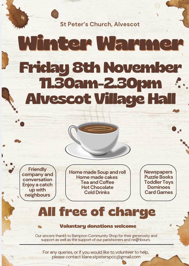 Winter Warmer for November Friday 8th from 11.30 2.30 News