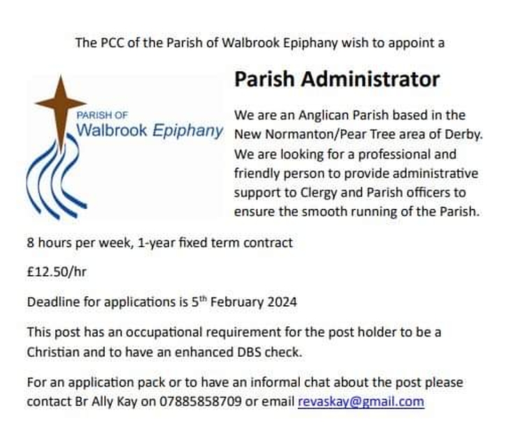 Parish Administrator Job News St Augustine's A Church Near You