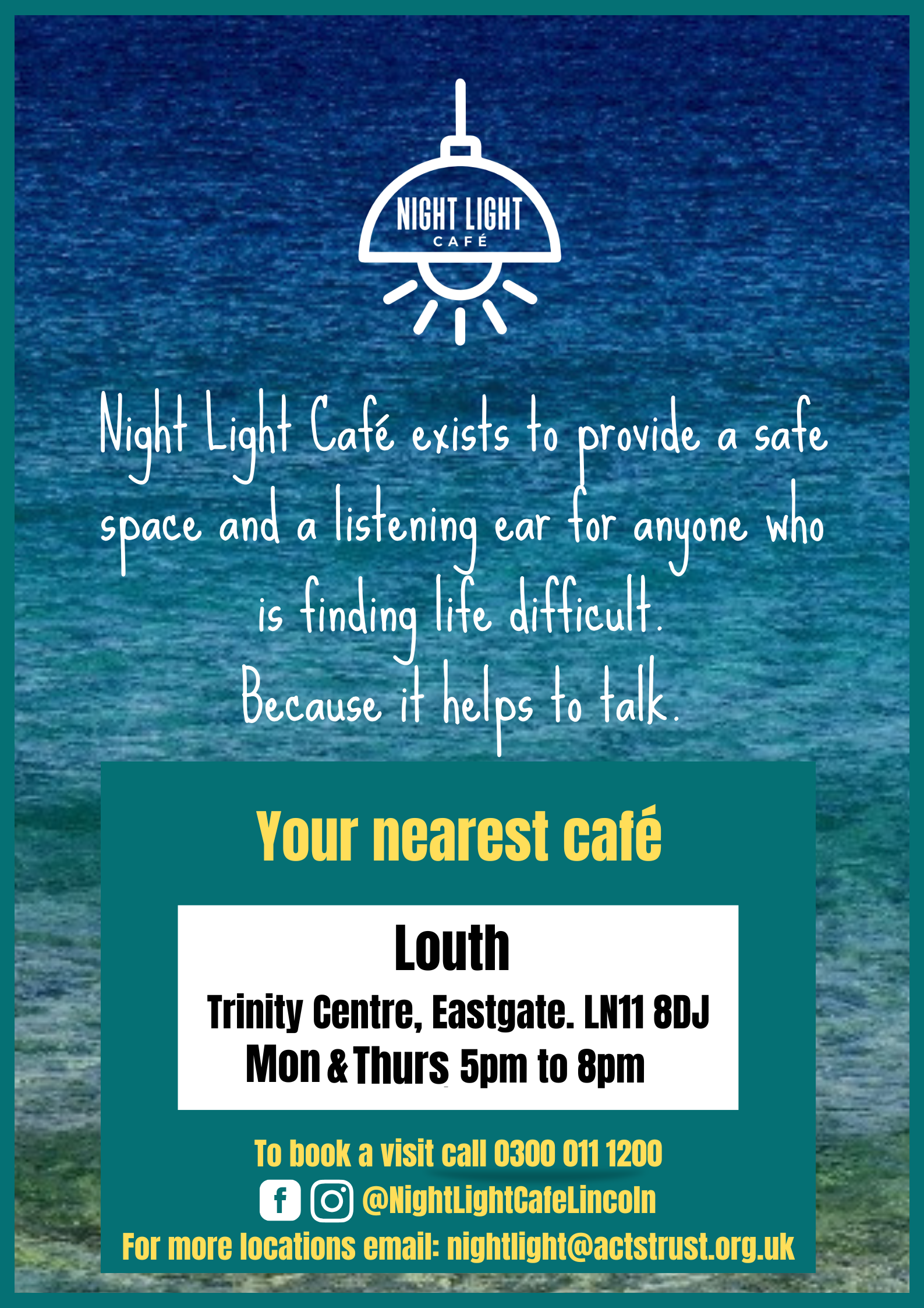 Night Light Café Louth Monday and Thursday 5-8pm Trinity Centre Eastgate LN11 8BJ