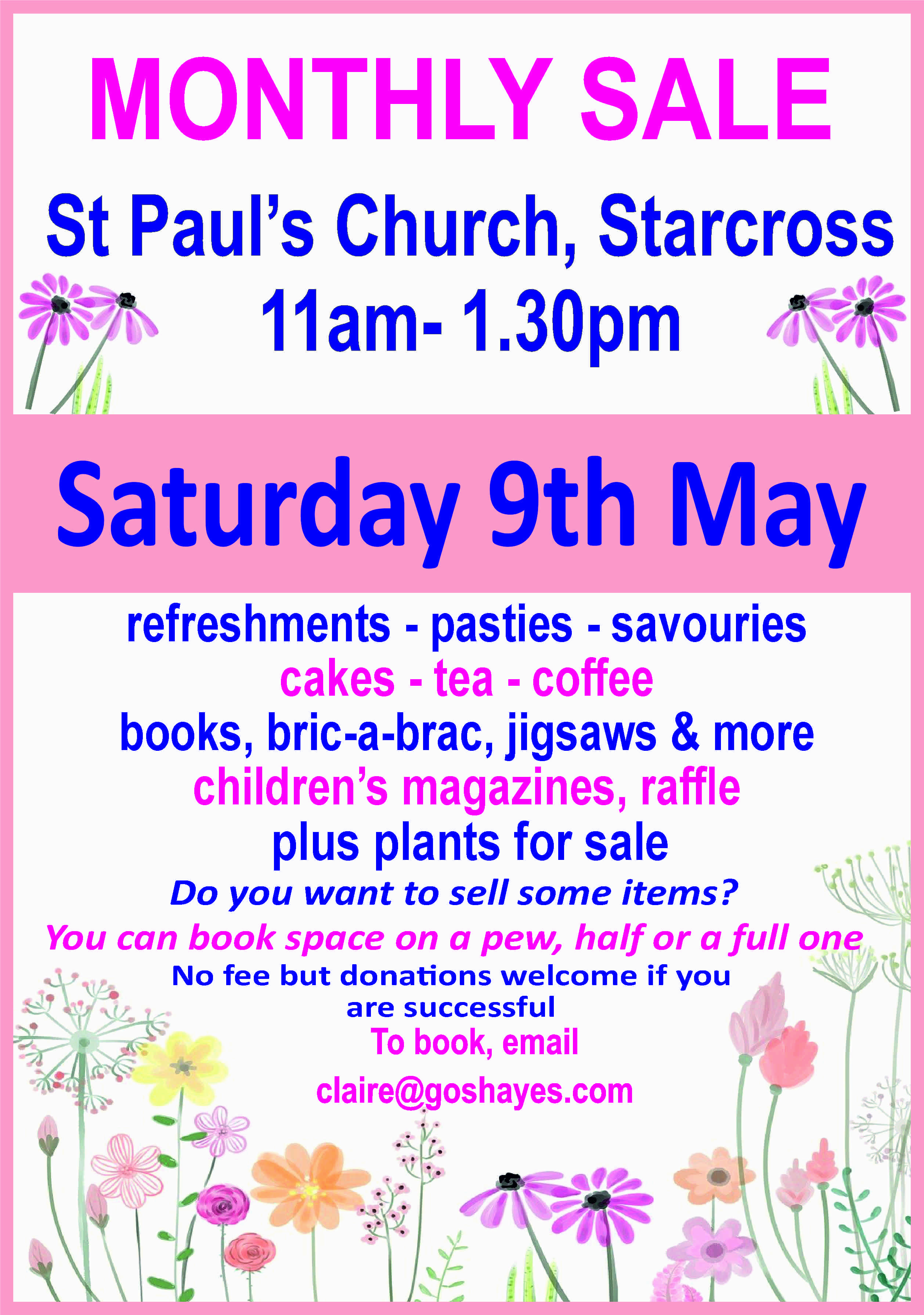 MONTHLY SALE - next dates 9th May & 13th June