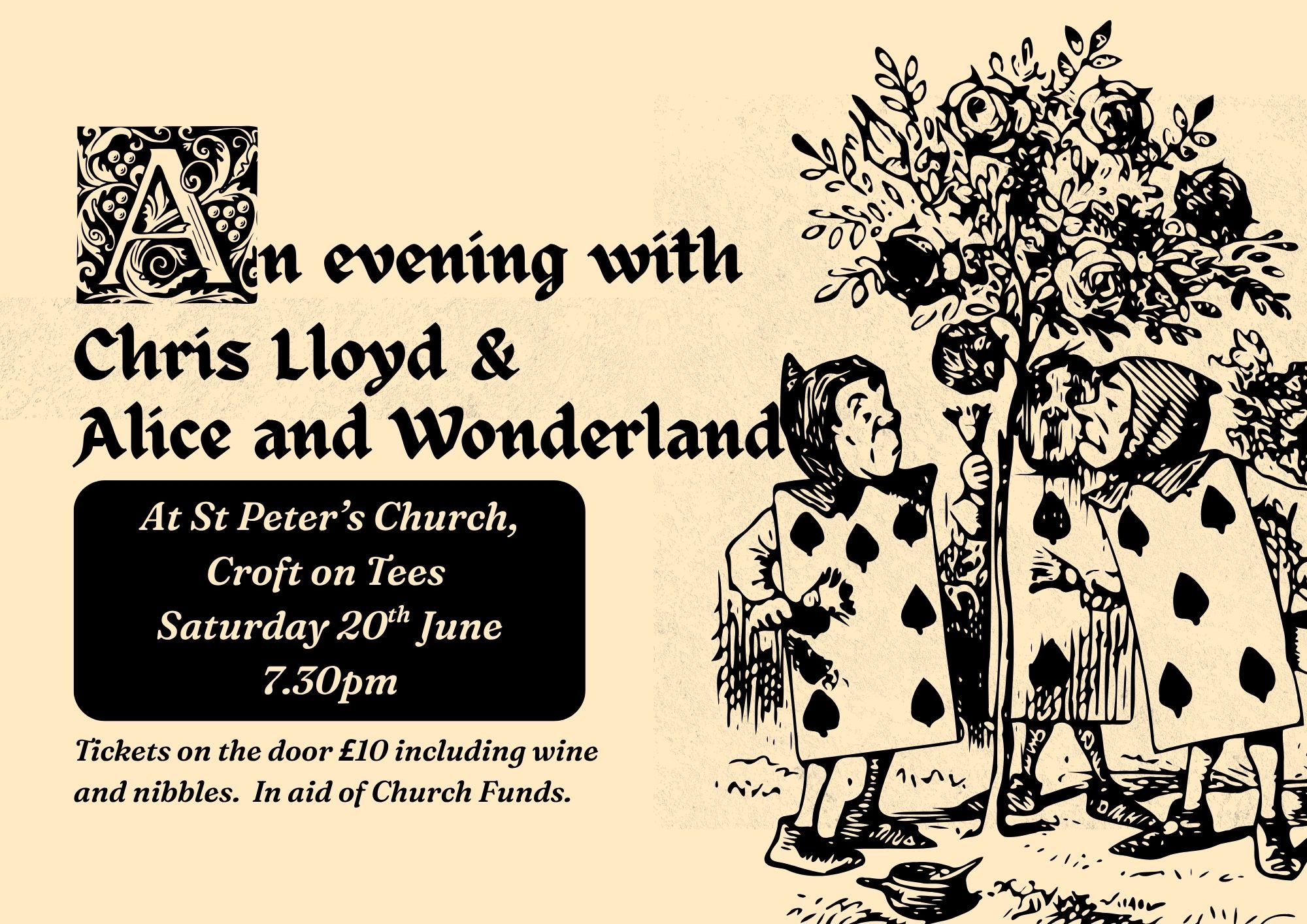 An evening with Chris Lloyd and Alice in Wonderland