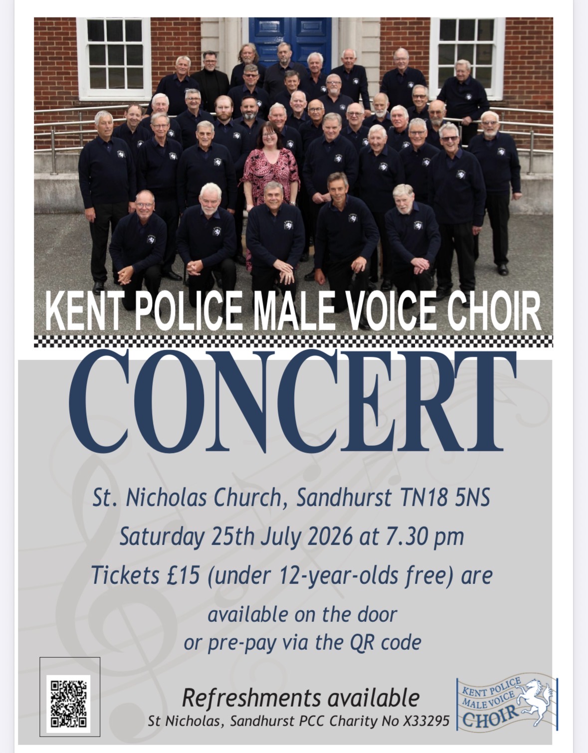 Concert at St Nicholas - The Kent Police Male Voice Choir - Saturday 25th July at 7.30pm